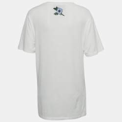 مملوكة مسبقًا Gucci White Logo Print Cotton Distressed T-Shirt XXS  