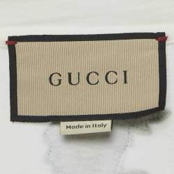 مملوكة مسبقًا Gucci White Logo Print Cotton Distressed T-Shirt XXS  