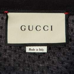 Pre Owned Gucci Black Star Guccy Print Cotton Crew Neck T-Shirt M