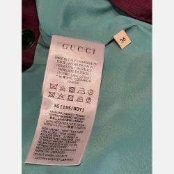 Pre Owned Gucci Silk Teal/Purple GG Printed Silk Button-Up Neck Tie Dress Size XS