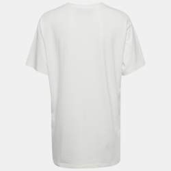 مملوكة مسبقًا قميص غوتشي قطني مطبوع بترابط GG وشريط أبيض صغير