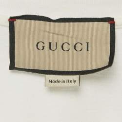 مملوكة مسبقًا قميص غوتشي قطني مطبوع بترابط GG وشريط أبيض صغير