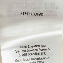 مملوكة مسبقًا قميص غوتشي قطني مطبوع بترابط GG وشريط أبيض صغير