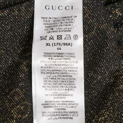 Pre Owned Gucci Navy Blue/Gold Logo Pattern Lamé Cotton Blend Top XL 