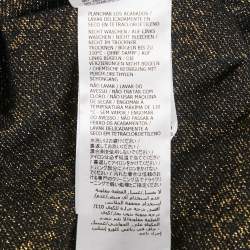 Pre Owned Gucci Navy Blue/Gold Logo Pattern Lamé Cotton Blend Top XL 