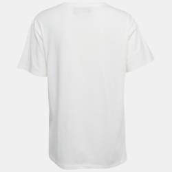 مملوكة مسبقًا Gucci White Interlocking G Heart Print Cotton Oversized T-Shirt XXS