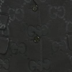 Pre Owned Gucci Black GG Jacquard Single Breasted Blazer M 