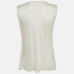مملوكة مسبقًا Gucci Cream Crepe and Knit Sleeveless Top M