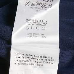 Pre Owned Gucci Navy Blue Jersey Belt Detail Knee-Length Dress M