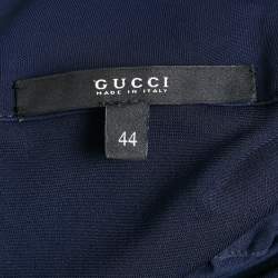 Pre Owned Gucci Navy Blue Jersey Belt Detail Knee-Length Dress M