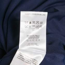Pre Owned Gucci Navy Blue Jersey Belt Detail Knee-Length Dress M