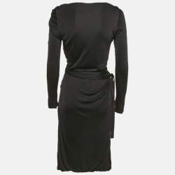 Pre Owned Gucci Black Jersey Cowl Neck Belted Short Dress M 