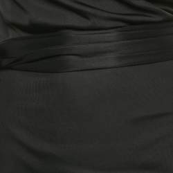 Pre Owned Gucci Black Jersey Cowl Neck Belted Short Dress M 
