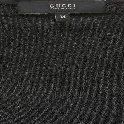 Pre Owned Gucci Black Jersey Cowl Neck Belted Short Dress M 