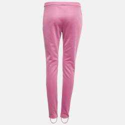 Pre Owned Gucci Pink Cotton Crepe Stripe Band Trim Stirrup Trousers M