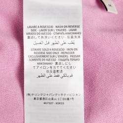 Pre Owned Gucci Pink Cotton Crepe Stripe Band Trim Stirrup Trousers M