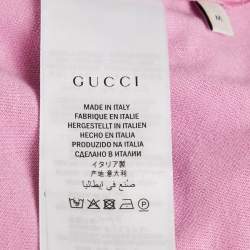 Pre Owned Gucci Pink Cotton Crepe Stripe Band Trim Stirrup Trousers M