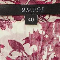 Pre Owned Gucci Pink Floral Print Silk Button Front Blouse S