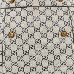 Pre Owned Gucci Blue GG Supreme Jacquard Button Detail Knee-Length Skirt S