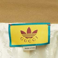 Pre Owned Gucci X Adidas Camel Brown Jersey Zip-Up Sweatshirt Jacket S