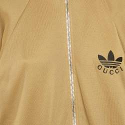 Pre Owned Gucci X Adidas Camel Brown Jersey Zip-Up Sweatshirt Jacket S