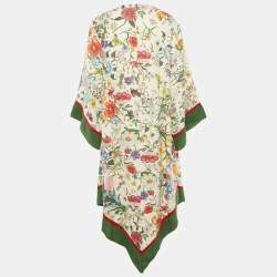 Pre Owned Gucci Multicolor Floral Linen Asymmetric Midi Dress S