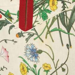 Pre Owned Gucci Multicolor Floral Linen Asymmetric Midi Dress S