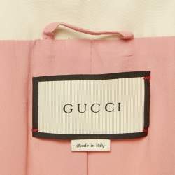 Pre Owned Gucci Off-White Cotton and Silk Ruffle Detail Jacket S