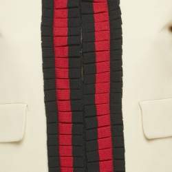 Pre Owned Gucci Off-White Cotton and Silk Ruffle Detail Jacket S