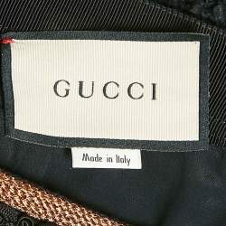 Pre Owned Gucci Black Tweed Embroidered Trim Midi Skirt M