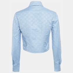 Pre Owned Gucci Blue GG Cotton Cropped Full Sleeve Shirt S