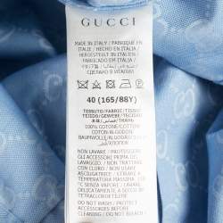 Pre Owned Gucci Blue GG Cotton Cropped Full Sleeve Shirt S