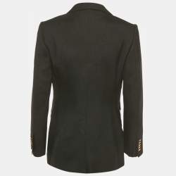 Pre Owned Gucci Black Viscose Logo Patch Single Breasted Blaze S 
