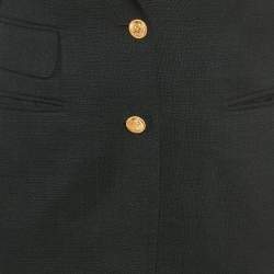 Pre Owned Gucci Black Viscose Logo Patch Single Breasted Blaze S 
