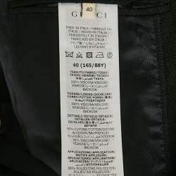 Pre Owned Gucci Black Viscose Logo Patch Single Breasted Blaze S 