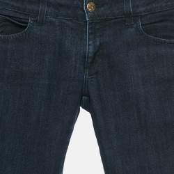 Pre Owned Gucci Dark Blue Denim Rainbow Detail Raw Edge Denim S Waist 27"
