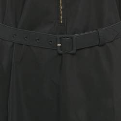 Pre Owned Gucci Black Cotton Poplin Belted Maxi Dress S