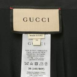 Pre Owned Gucci Black Cotton Poplin Belted Maxi Dress S