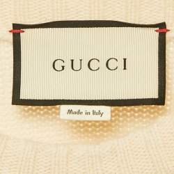 Pre Owned Gucci Multicolor Panther Embellished Intarsia Wool Knit Puff Sleeve Jumper M