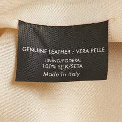 Pre Owned Gucci Gold Shimmer Embellished Leather Zip Up Jacket S