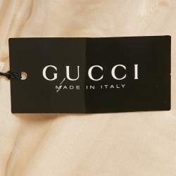 Pre Owned Gucci Gold Shimmer Embellished Leather Zip Up Jacket S