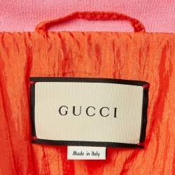 Pre Owned Gucci Pink Nylon Zip Up Bomber Jacket S