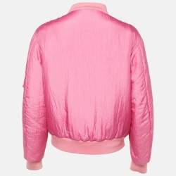 Pre Owned Gucci Pink Nylon Zip Up Bomber Jacket S