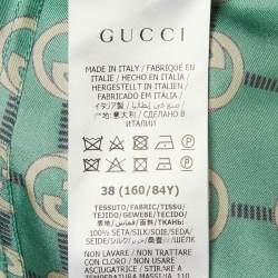 Pre Owned Gucci Green Interlocking G Print Silk Button Front Shirt S