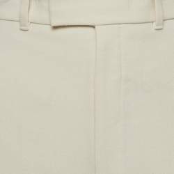 Pre Owned Gucci Cream Crepe Wool Wide Leg Formal Trousers M