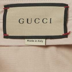 Pre Owned Gucci Cream Crepe Wool Wide Leg Formal Trousers M