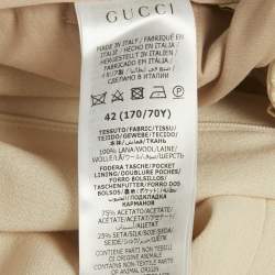 Pre Owned Gucci Cream Crepe Wool Wide Leg Formal Trousers M