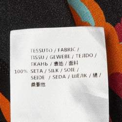 Pre Owned Gucci Black Parrot Print Silk Pleated Skirt L