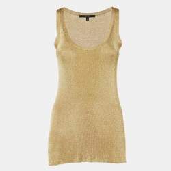 Pre Owned Gucci Black/Gold Knit Sleeveless Top & Cardigan Set S/M