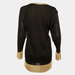 Pre Owned Gucci Black/Gold Knit Sleeveless Top & Cardigan Set S/M